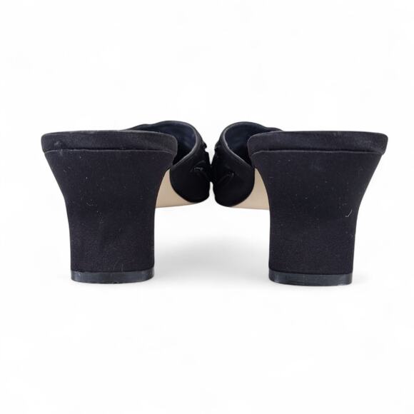 Vintage Y2K Bisou Bisou Black Beaded Kitten Heel Mules Slip-On Evening Shoes 7.5 - Picture 12 of 12